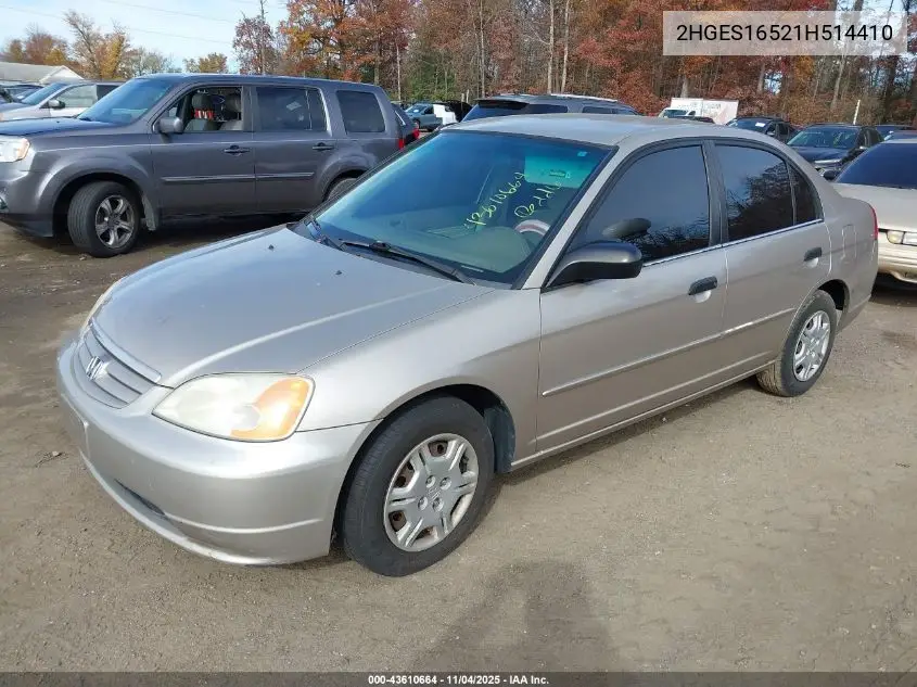 2HGES16521H514410 2001 Honda Civic Lx