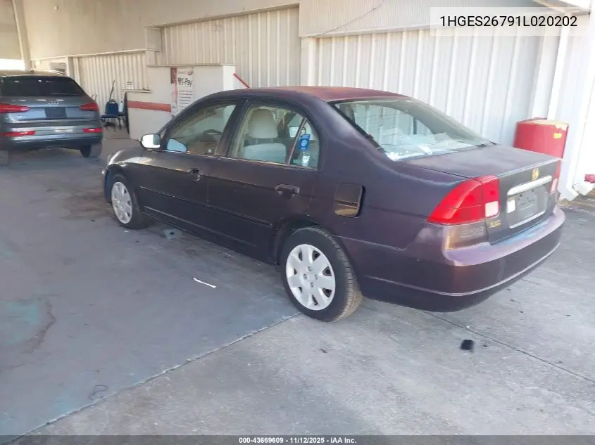 1HGES26791L020202 2001 Honda Civic Ex