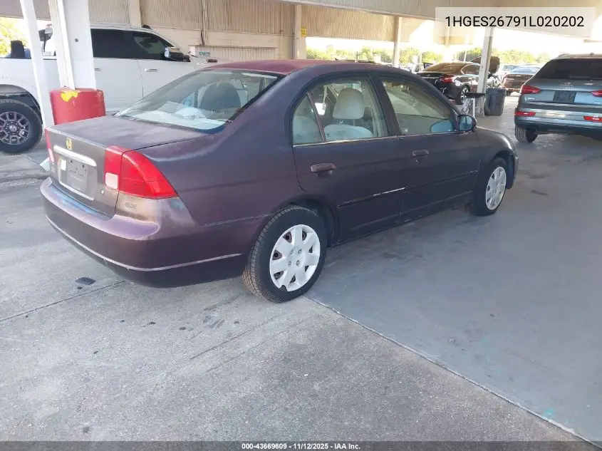 1HGES26791L020202 2001 Honda Civic Ex