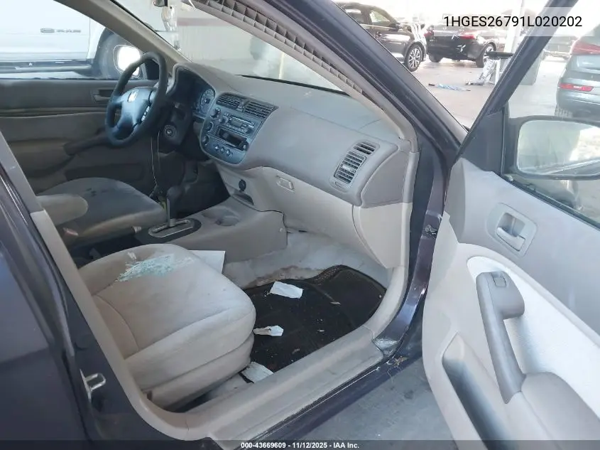 1HGES26791L020202 2001 Honda Civic Ex