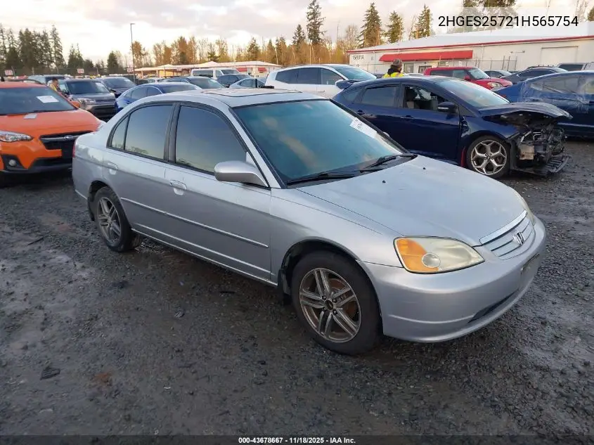 2HGES25721H565754 2001 Honda Civic Ex