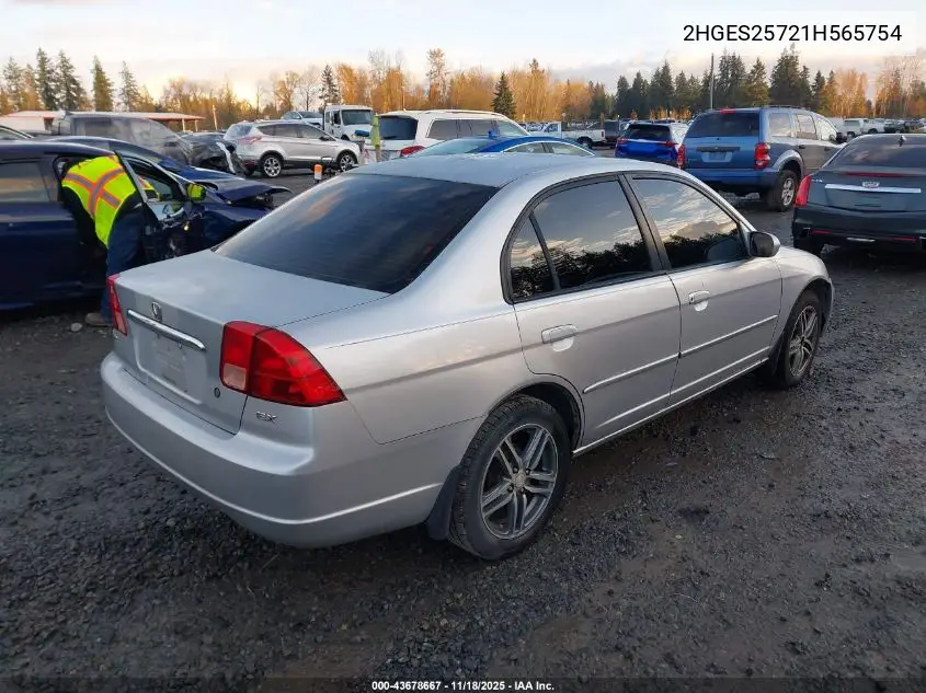 2HGES25721H565754 2001 Honda Civic Ex