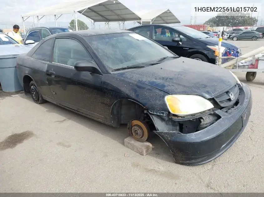 1HGEM22561L015702 2001 Honda Civic Lx