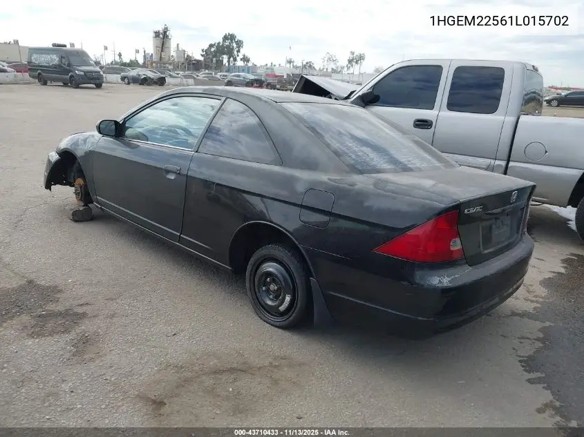 1HGEM22561L015702 2001 Honda Civic Lx