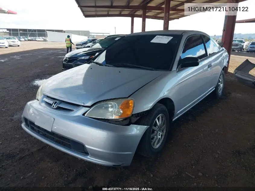 1HGEM21721L104122 2001 Honda Civic Hx