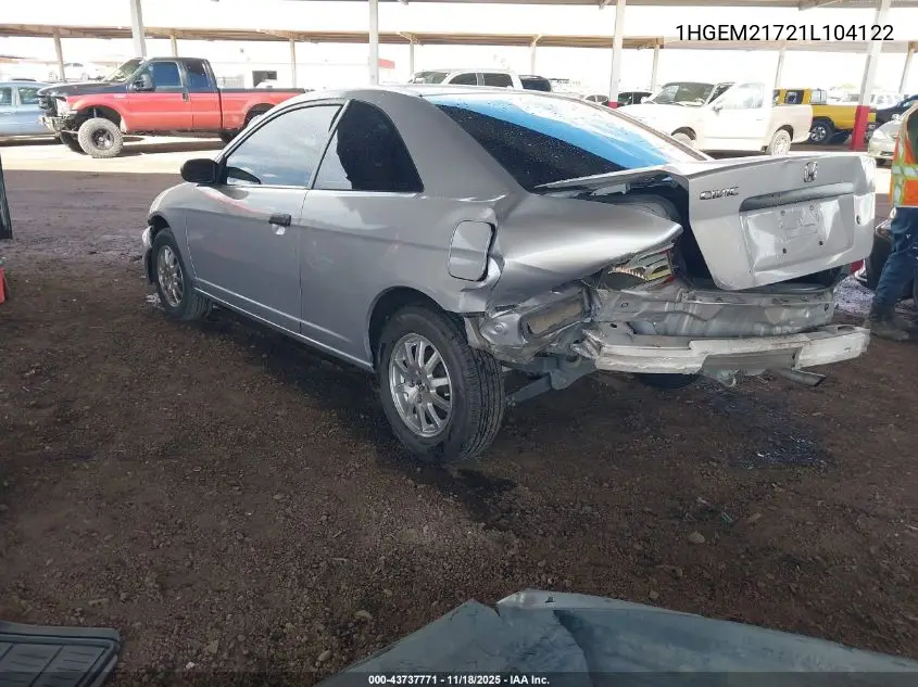 1HGEM21721L104122 2001 Honda Civic Hx