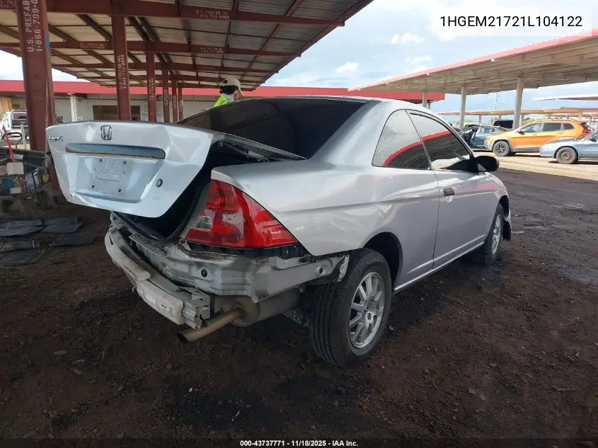 1HGEM21721L104122 2001 Honda Civic Hx