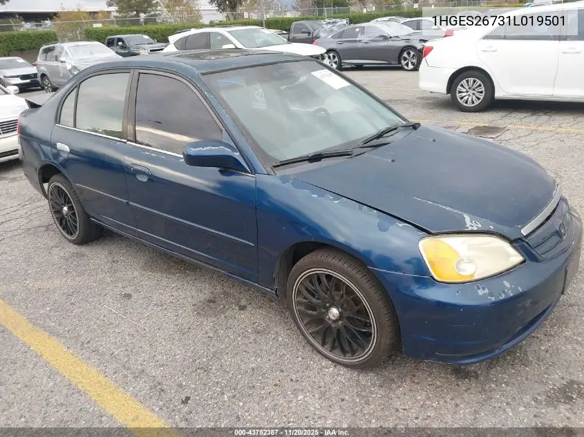 1HGES26731L019501 2001 Honda Civic Ex