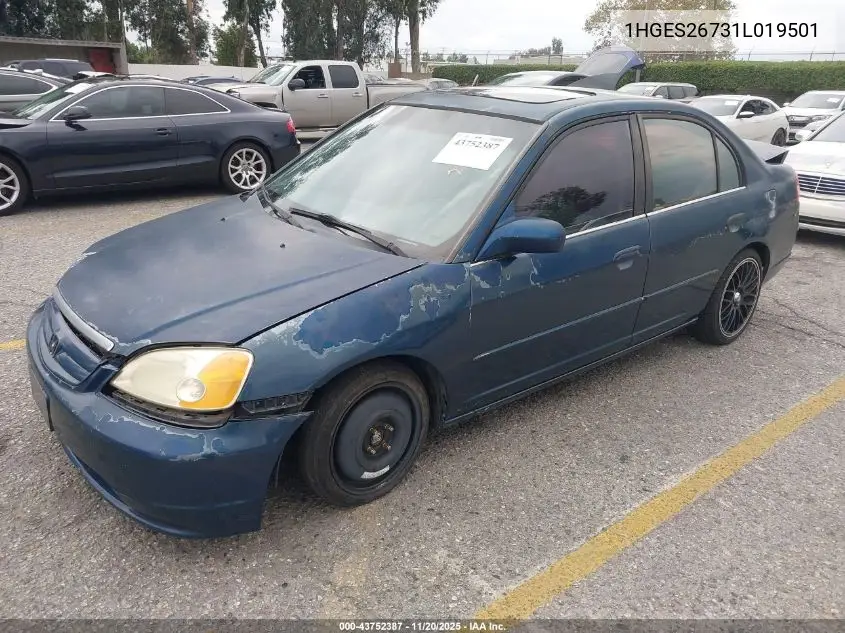 1HGES26731L019501 2001 Honda Civic Ex