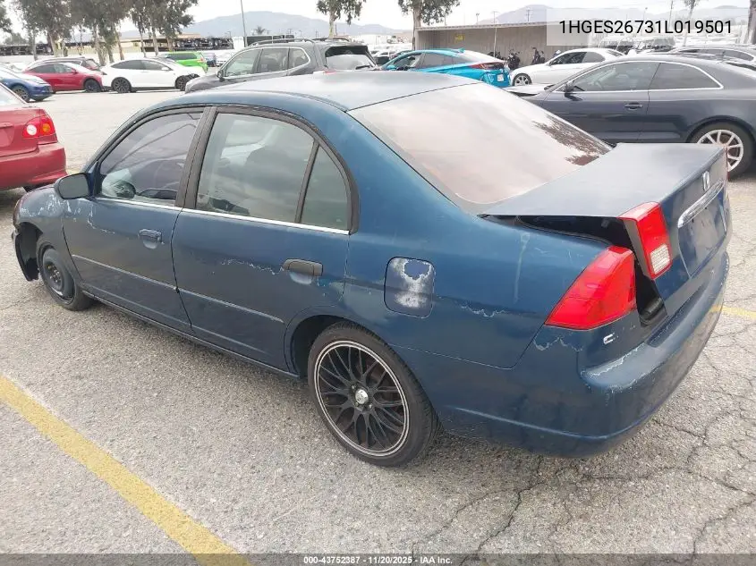 1HGES26731L019501 2001 Honda Civic Ex