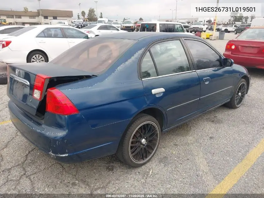 1HGES26731L019501 2001 Honda Civic Ex