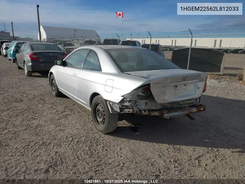 1HGEM22562L812033 2002 Honda Civic Lx