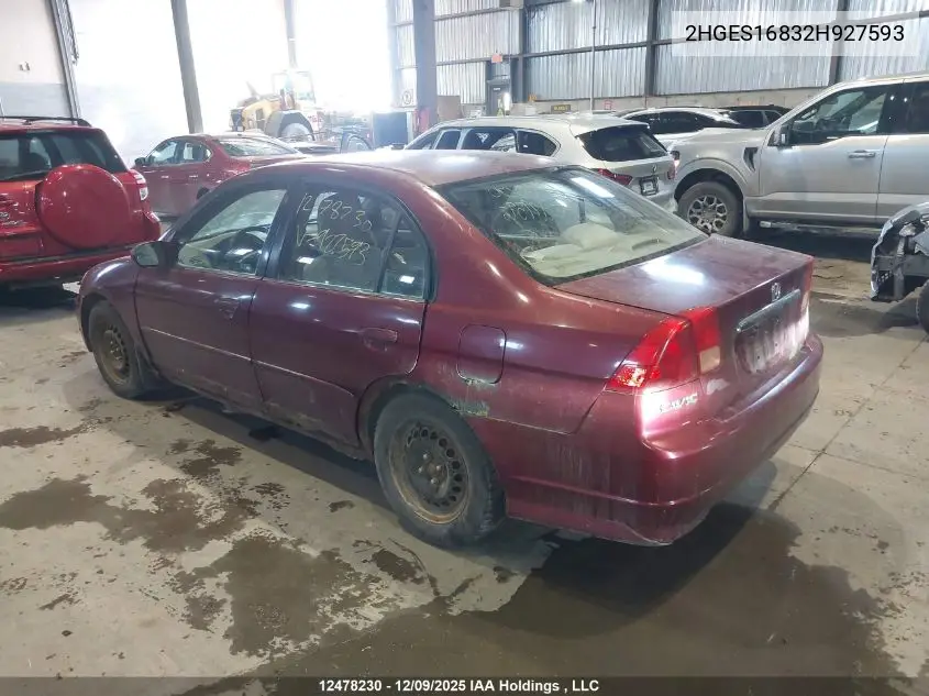 2HGES16832H927593 2002 Honda Civic Lx-G
