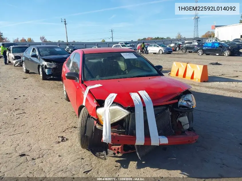 1HGEM22592L014092 2002 Honda Civic Lx