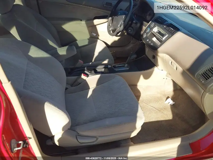 1HGEM22592L014092 2002 Honda Civic Lx