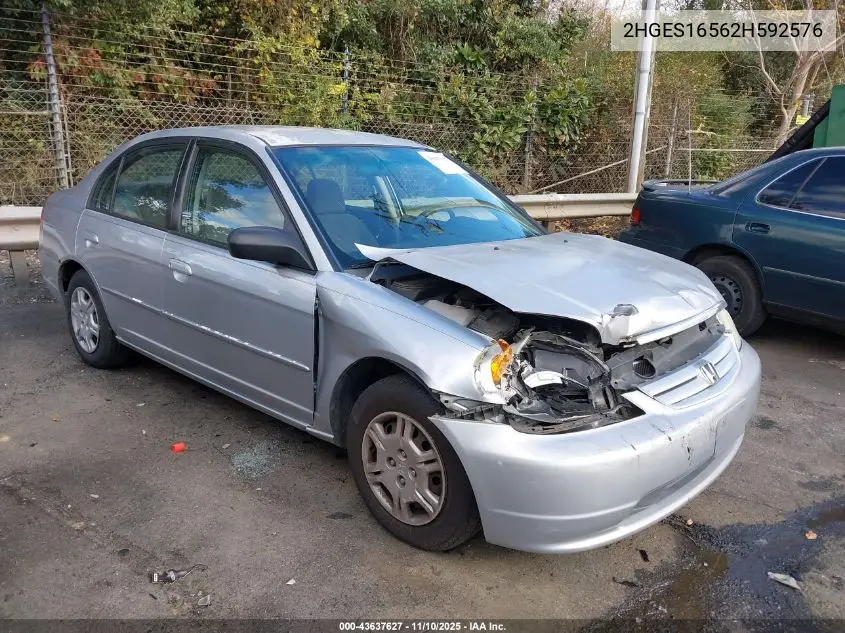 2HGES16562H592576 2002 Honda Civic Lx