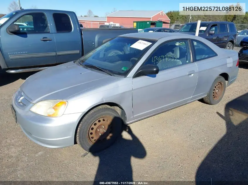 1HGEM22572L088126 2002 Honda Civic Lx