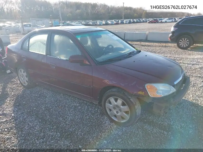 1HGES26762L027674 2002 Honda Civic Ex