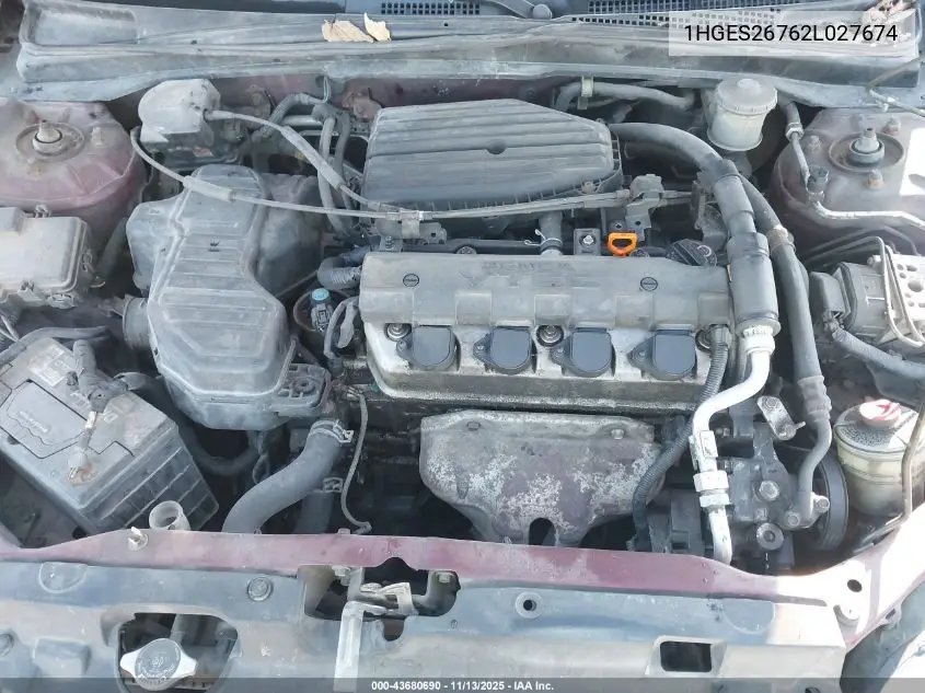 1HGES26762L027674 2002 Honda Civic Ex