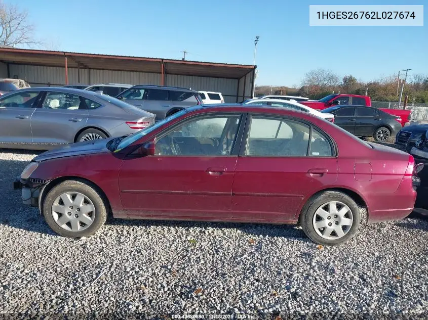 1HGES26762L027674 2002 Honda Civic Ex