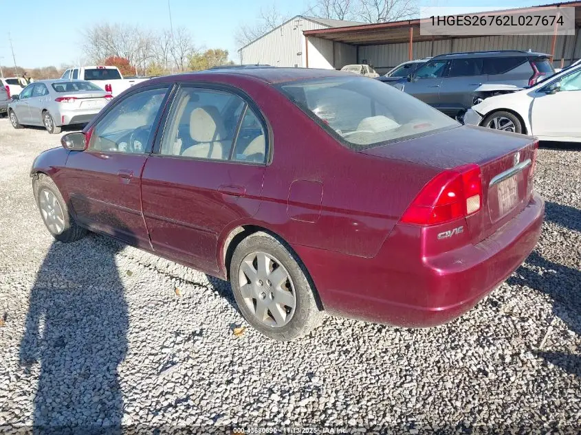 1HGES26762L027674 2002 Honda Civic Ex