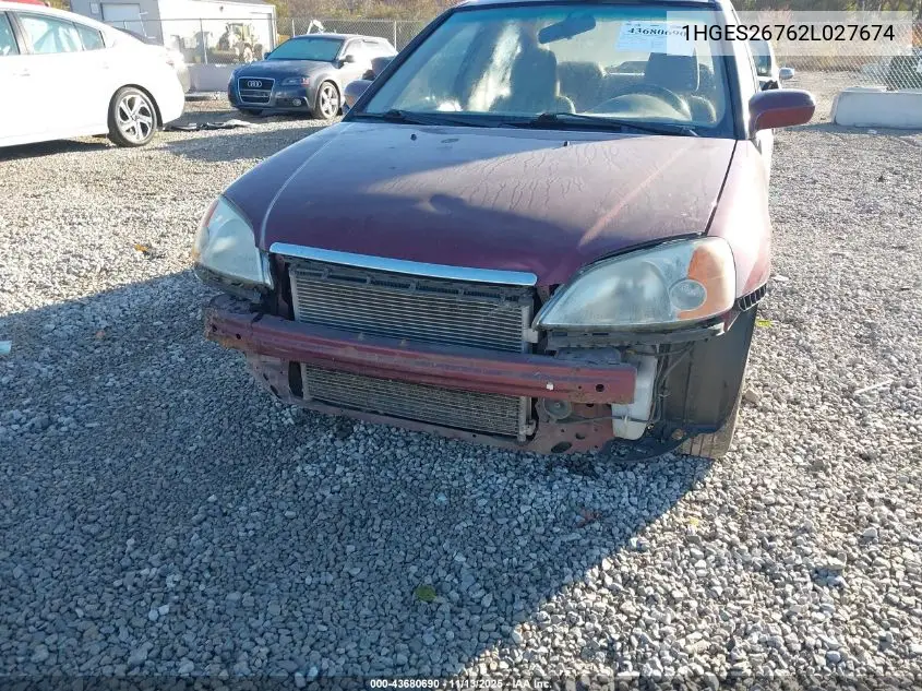 1HGES26762L027674 2002 Honda Civic Ex