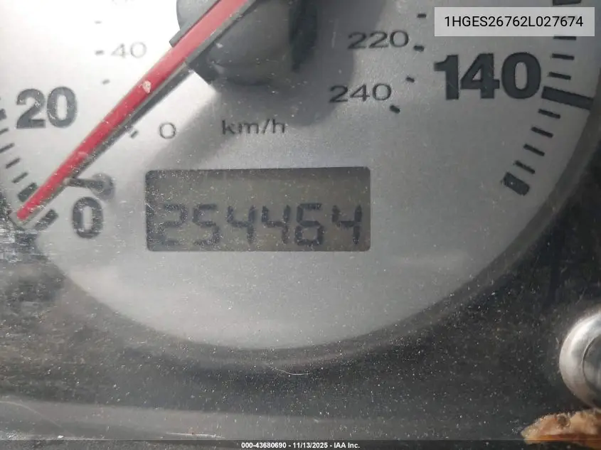 1HGES26762L027674 2002 Honda Civic Ex