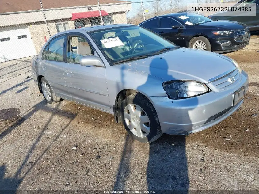 1HGES26732L074385 2002 Honda Civic Ex
