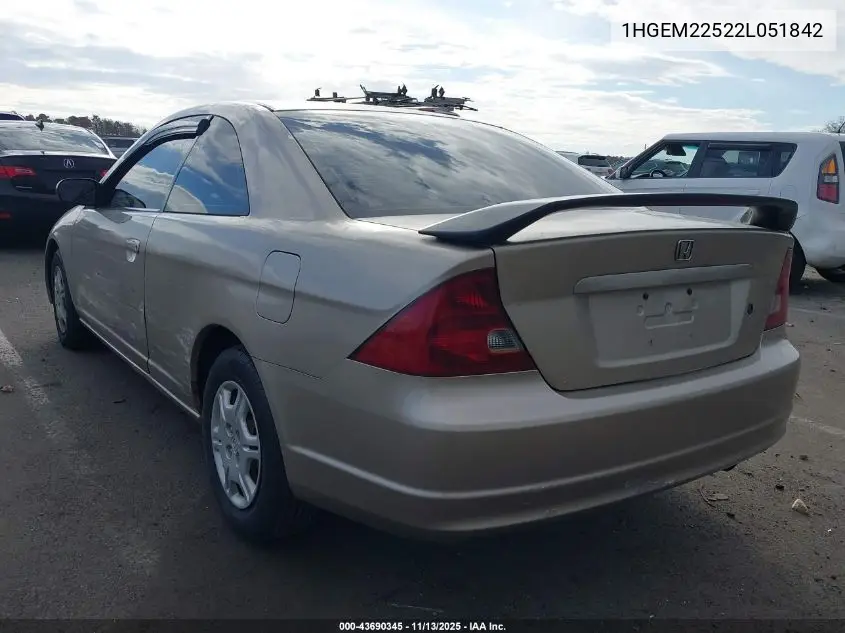 1HGEM22522L051842 2002 Honda Civic Lx