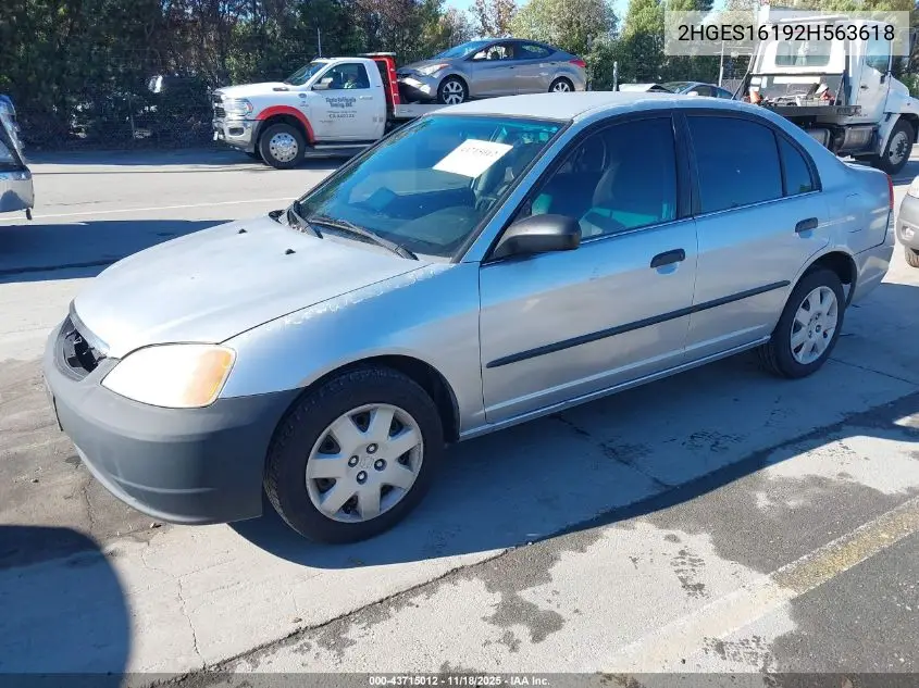 2HGES16192H563618 2002 Honda Civic Dx
