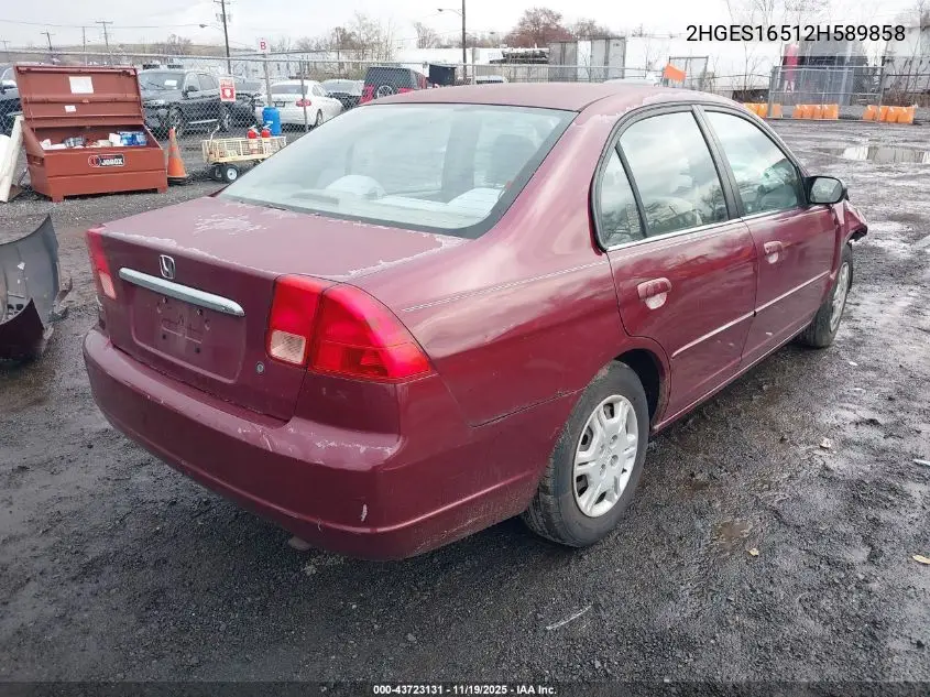 2HGES16512H589858 2002 Honda Civic Lx
