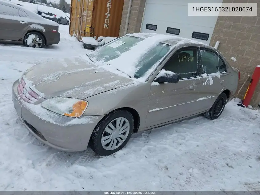 1HGES16532L020674 2002 Honda Civic Lx