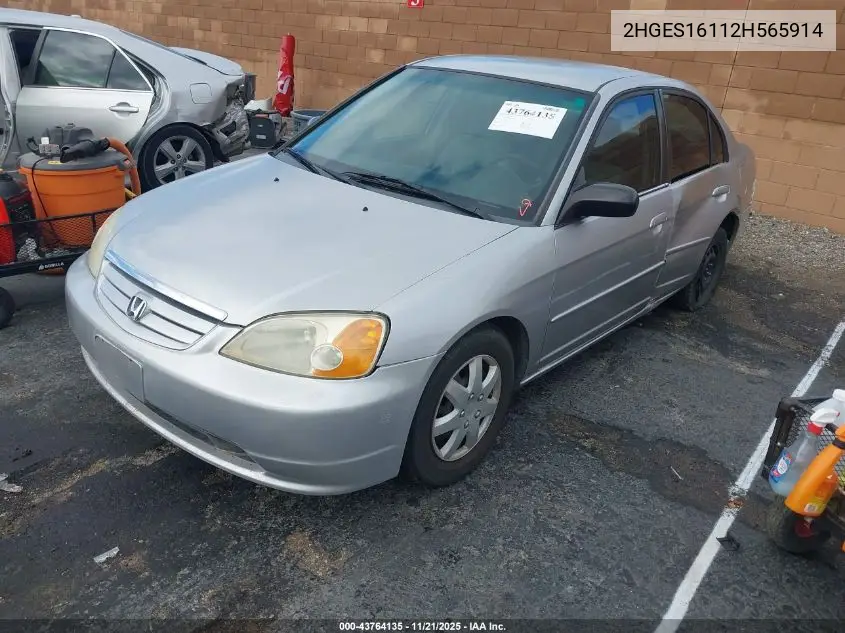 2HGES16112H565914 2002 Honda Civic Dx