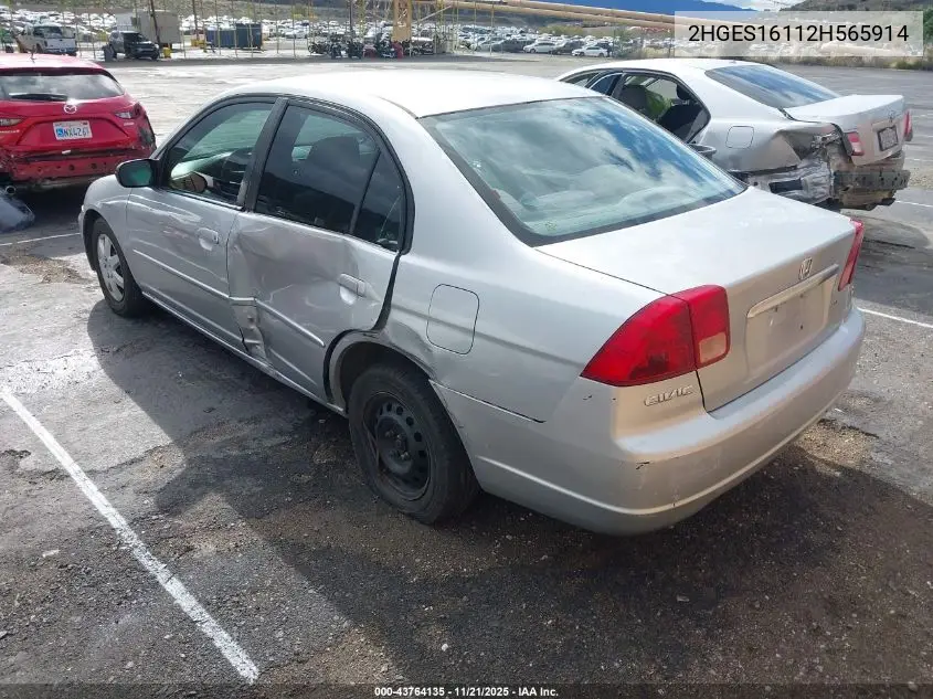 2HGES16112H565914 2002 Honda Civic Dx