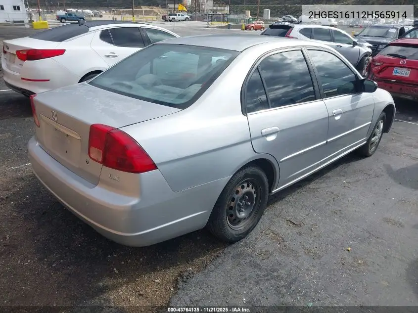 2HGES16112H565914 2002 Honda Civic Dx