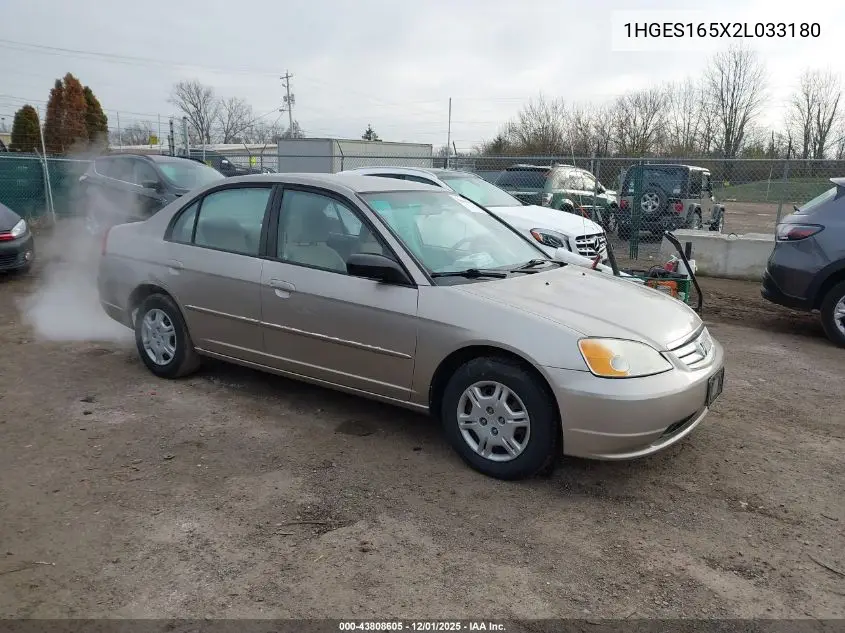 1HGES165X2L033180 2002 Honda Civic Lx