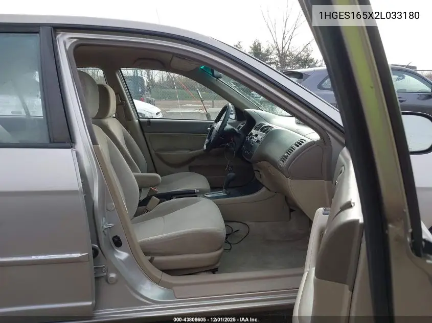 1HGES165X2L033180 2002 Honda Civic Lx