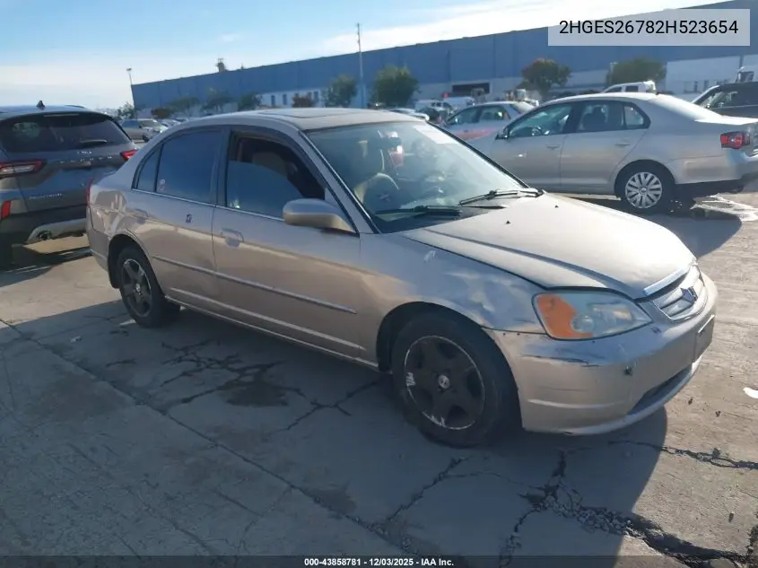 2HGES26782H523654 2002 Honda Civic Ex