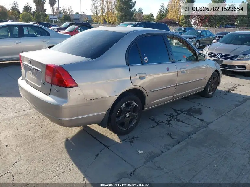 2HGES26782H523654 2002 Honda Civic Ex