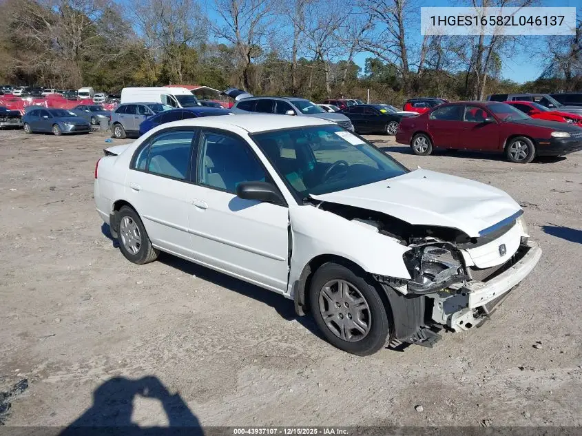 1HGES16582L046137 2002 Honda Civic Lx