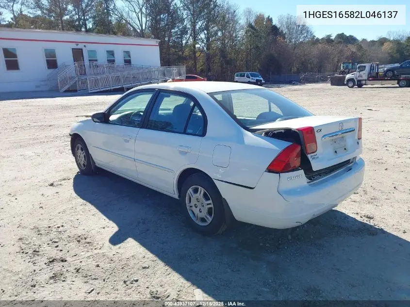 1HGES16582L046137 2002 Honda Civic Lx