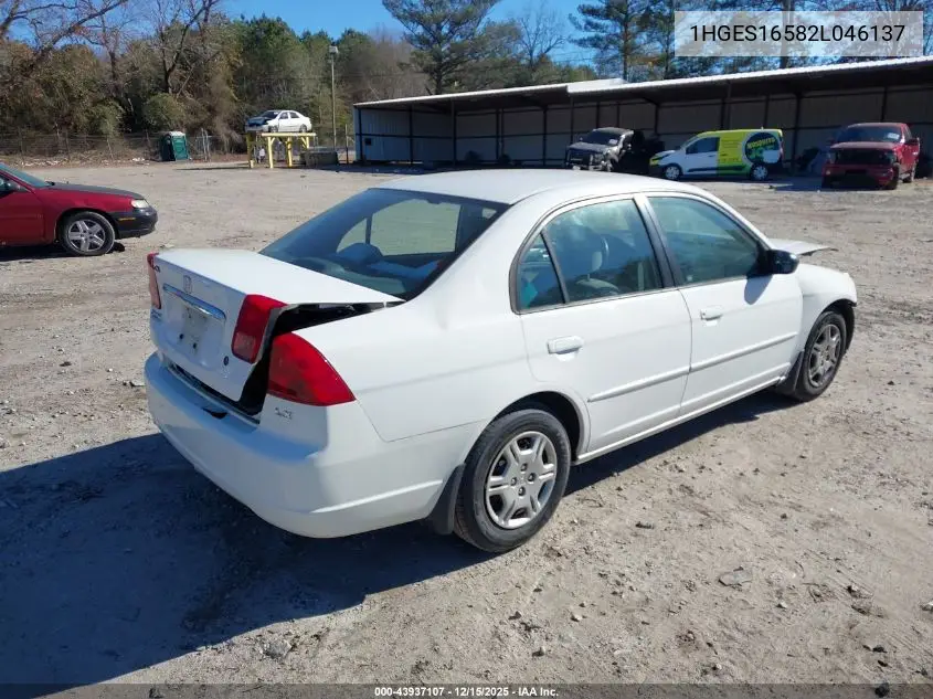 1HGES16582L046137 2002 Honda Civic Lx