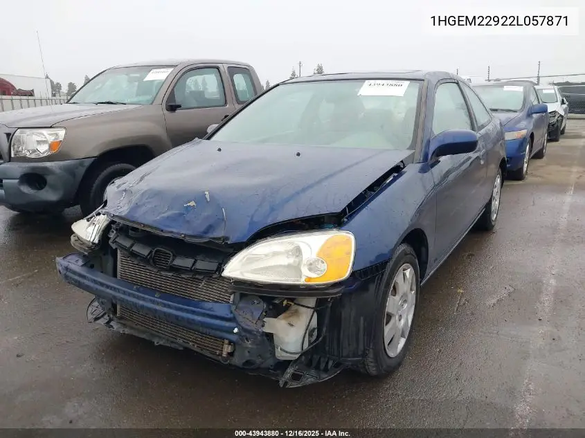 1HGEM22922L057871 2002 Honda Civic Ex