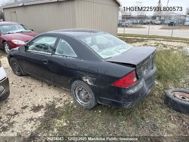 1HGEM22593L800573 2003 Honda Civic Lx