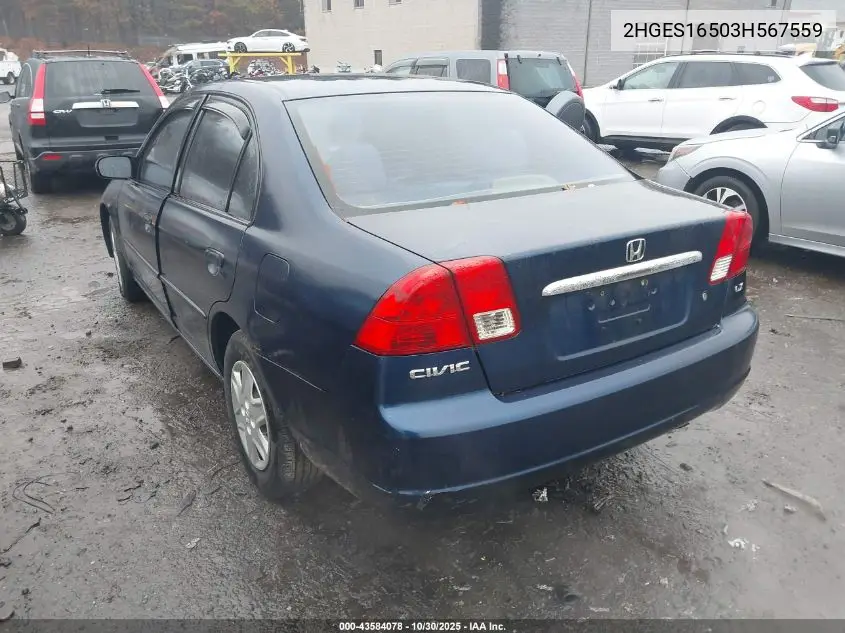 2HGES16503H567559 2003 Honda Civic Lx