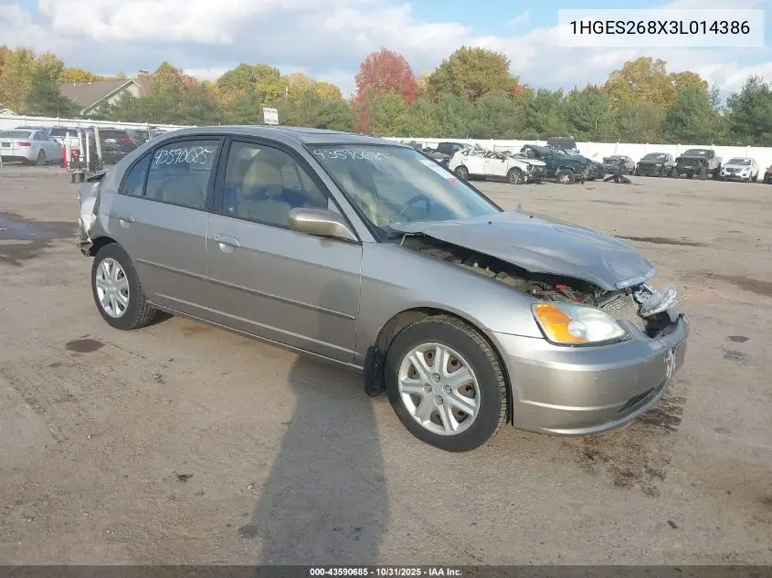 1HGES268X3L014386 2003 Honda Civic Ex