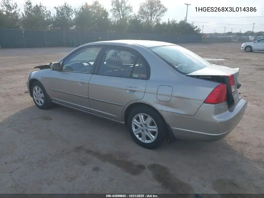 1HGES268X3L014386 2003 Honda Civic Ex