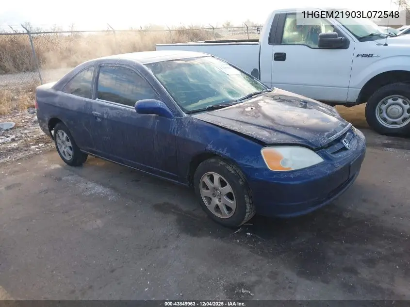 1HGEM21903L072548 2003 Honda Civic Ex