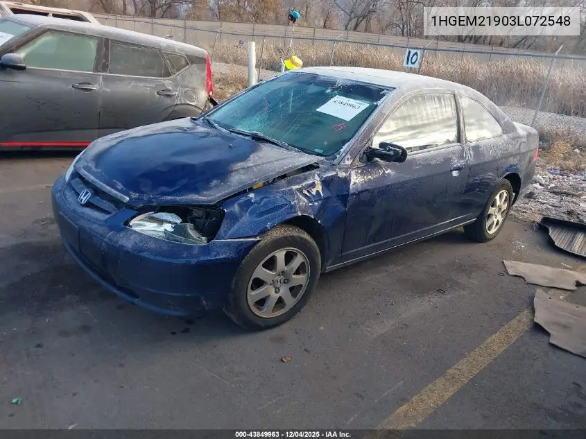 1HGEM21903L072548 2003 Honda Civic Ex
