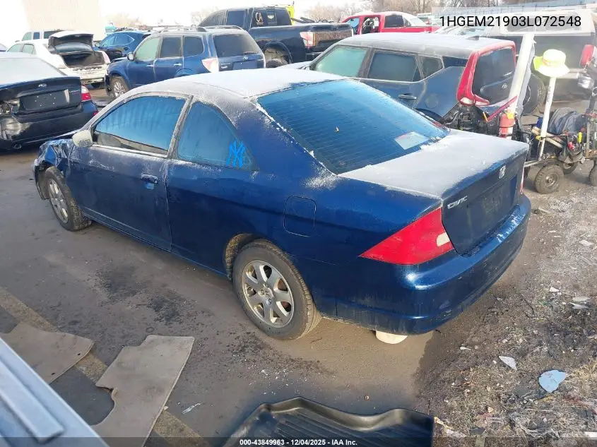 1HGEM21903L072548 2003 Honda Civic Ex